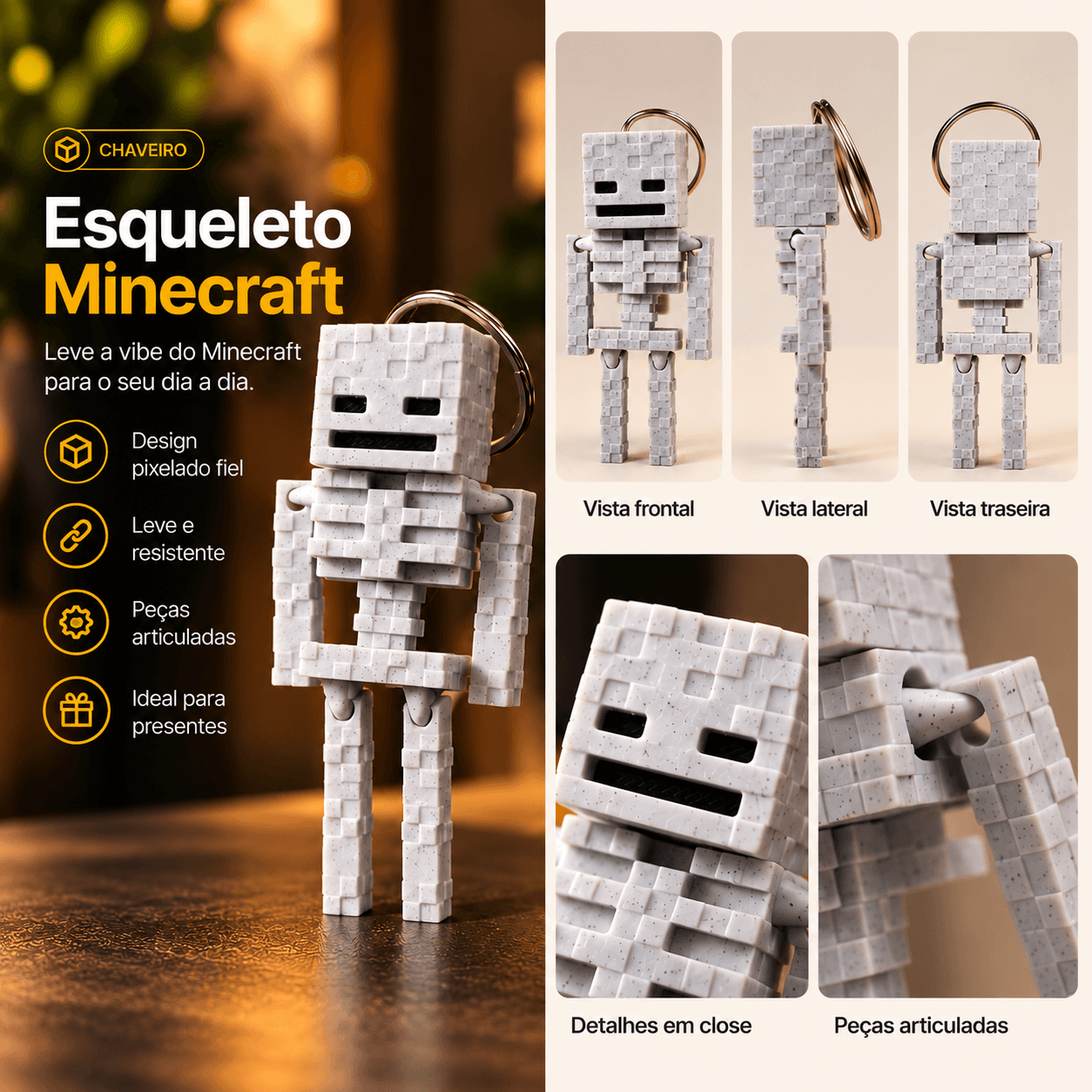 Chaveiro Esqueleto Minecraft — foto 4
